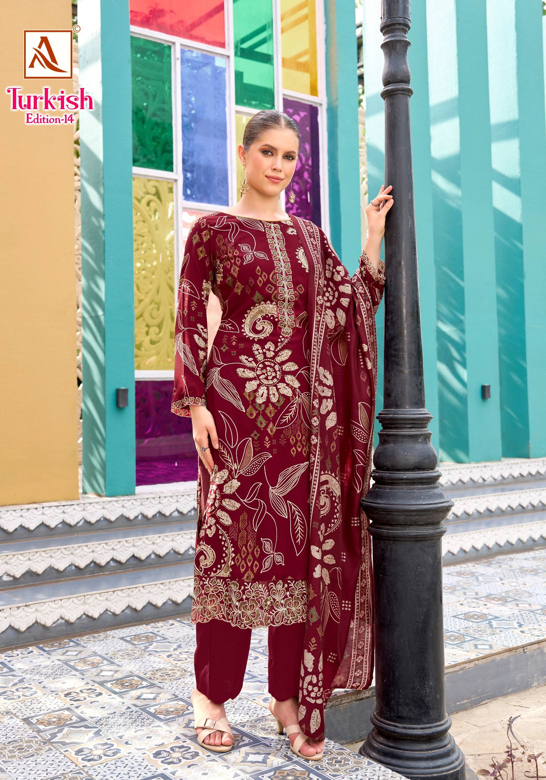 TURKISH-14 by Alok Suit 3053-1161-01 to 3053-1161-06 series Indian Pakistani ethnic wear Pure viscose At Wholesale Price